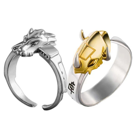 Sweet &amp; Cool Style Digital Monster Ring Dragon Sword Metal Garurumon Anime Ring Couple Matching Rings