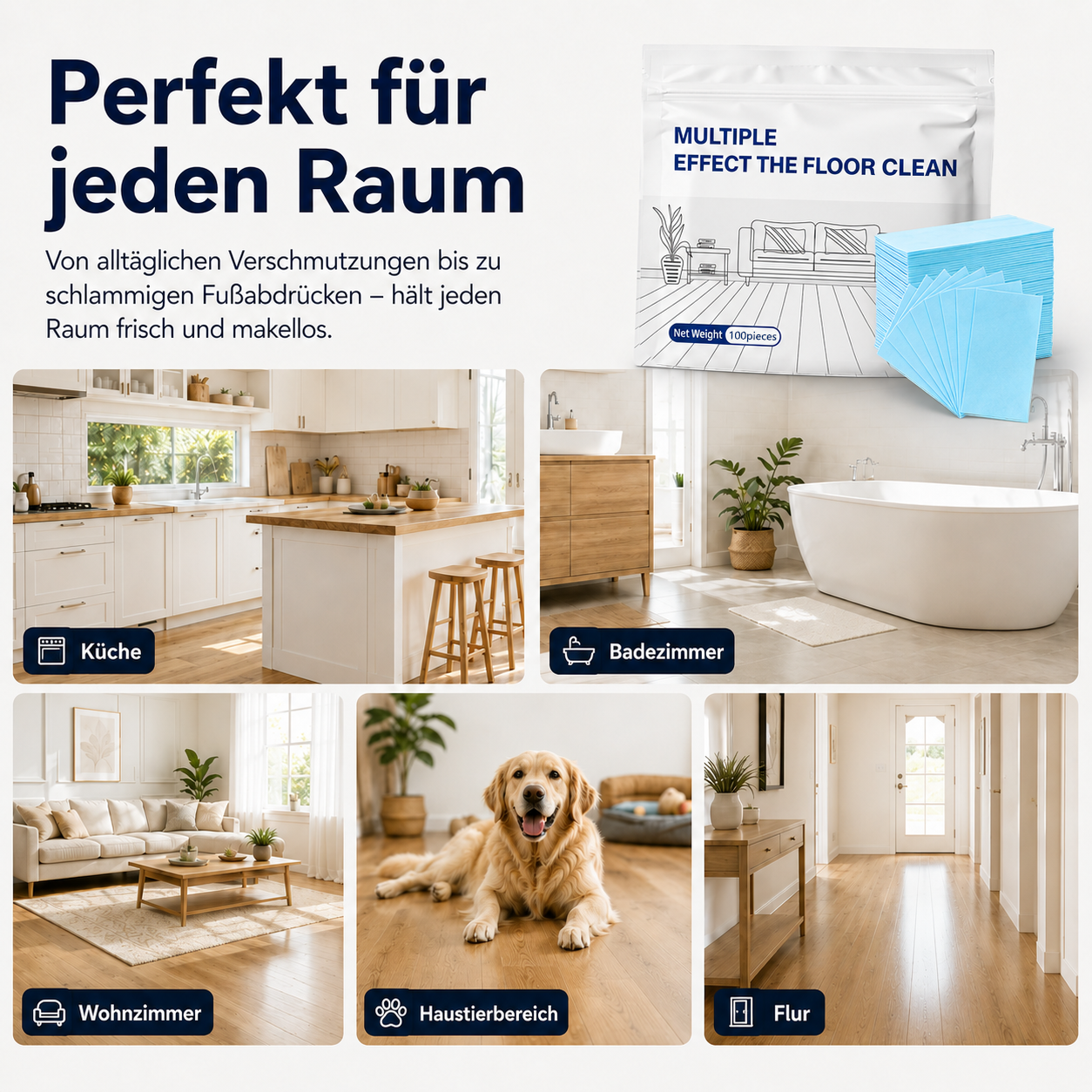 Mehrflächen-Antibakterieller Reiniger für Hartholz, Fliesen & Laminat