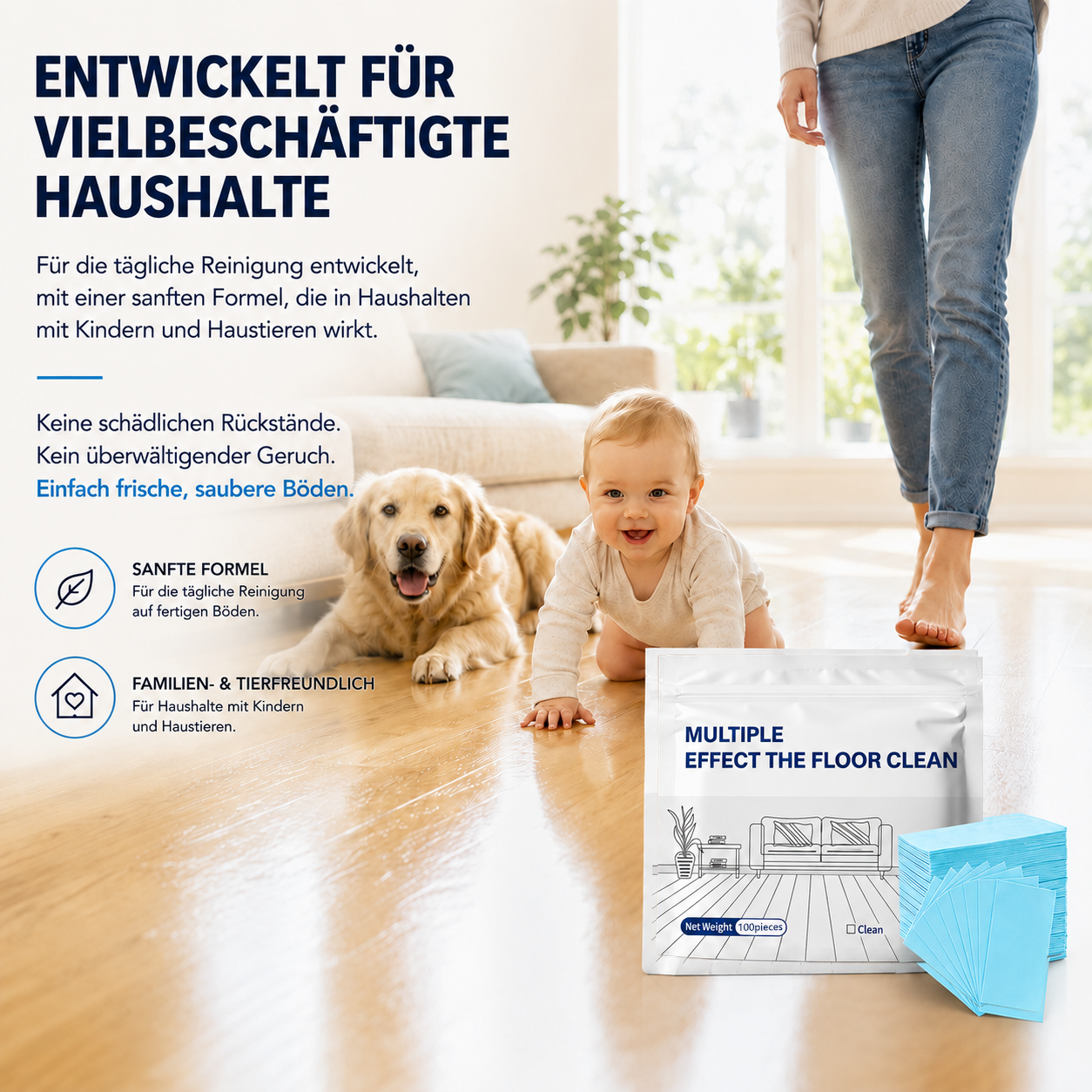 Mehrflächen-Antibakterieller Reiniger für Hartholz, Fliesen & Laminat