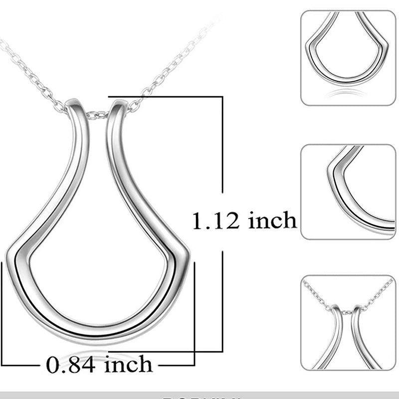 U-shaped ring holder necklace as a gift for wife protective pendant