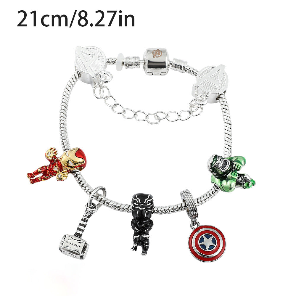 Marvel Avengers Iron Man Bracelet Zinc Alloy Spider-Man Pendant Bangle